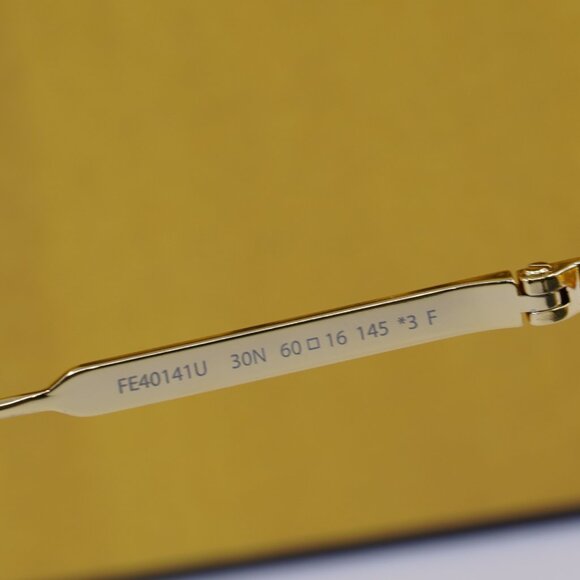 Fendi FE40141U 30N Rectangle Sunglasses - Shiny Gold/Green - Picture 10 of 10